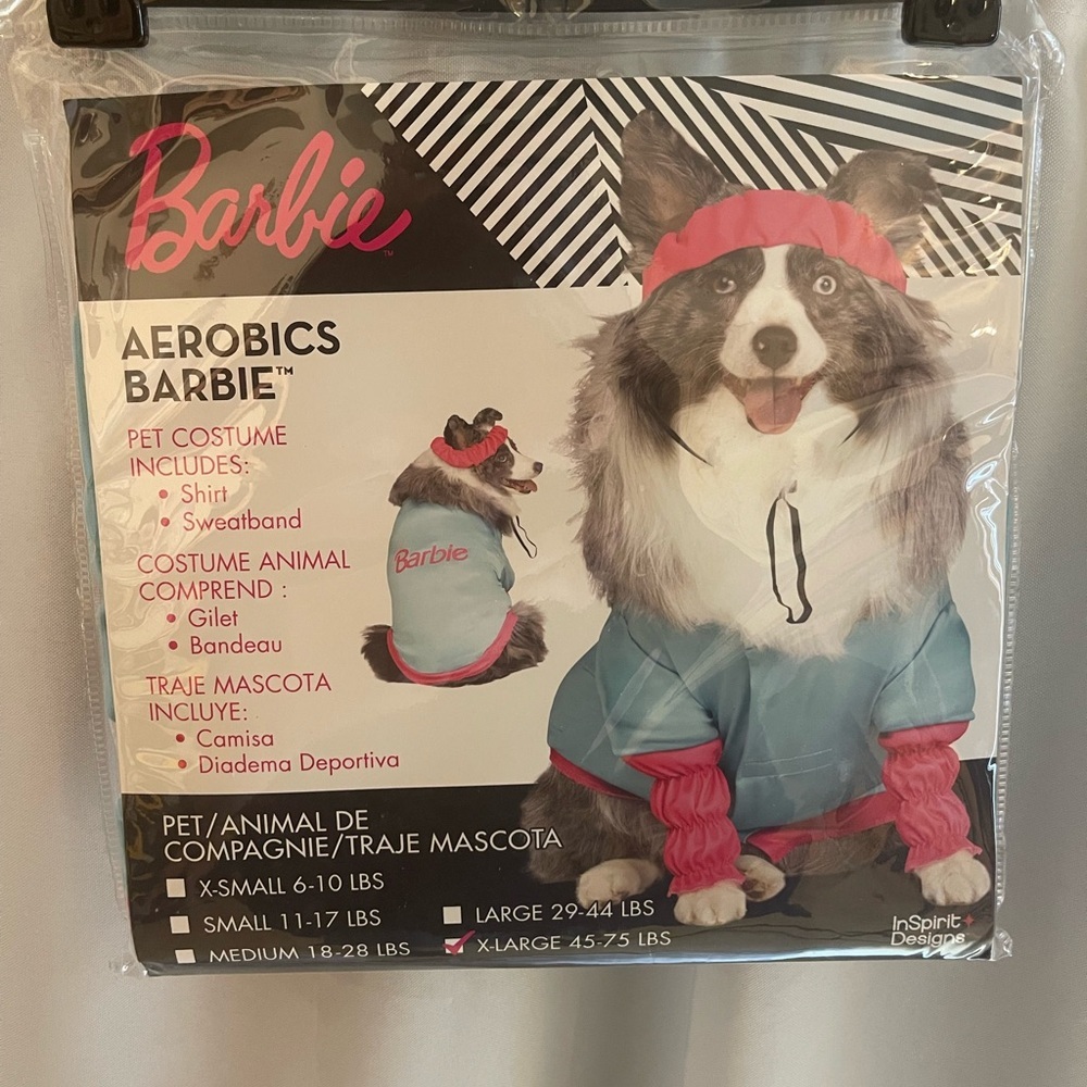 Barbie Aerobics Pet Costume Size XL 45-75 Lbs Halloween Dress Up Party City Dog